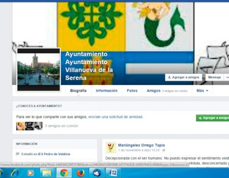 Perfil falso en facebook del Ayuntamiento de Villanueva de la Serena