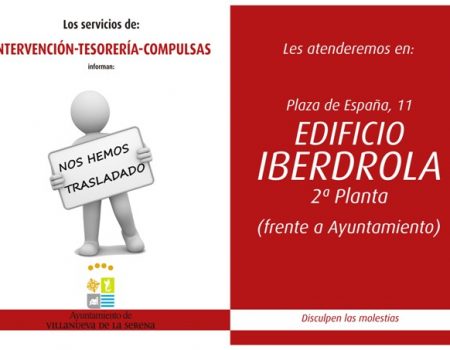 A partir del 19 de enero, los servicios municipales de Tesorería, Intervención y Compulsas cambian de ubicación
