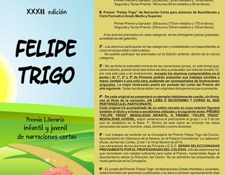 XXXII Edición Premio Literario Felipe Trigo infantil y juvenil de narraciones cortas