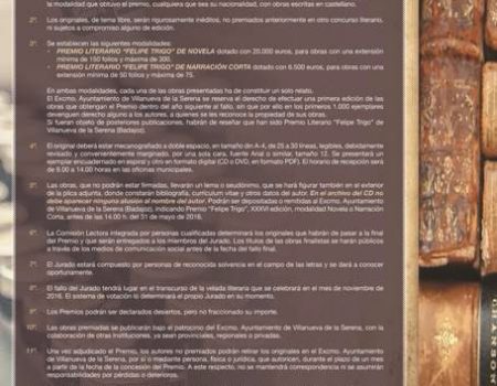 Bases XXXVI edición.Premio Felipe Trigo 2016