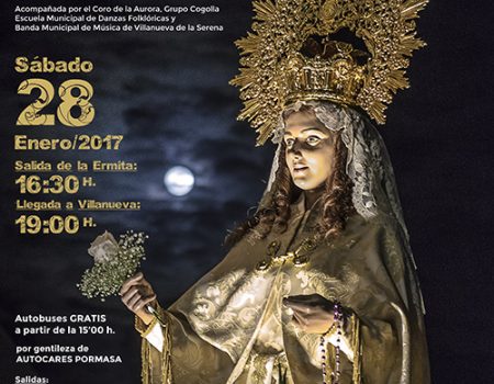 El 28  de enero, traída de la Virgen de la Aurora desde su ermita hasta la parroquia de la Asunción