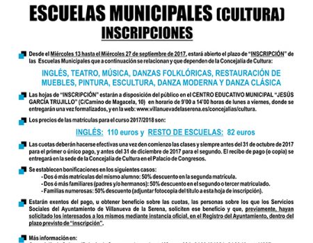 Escuelas Municipales de Cultura 2017-2018