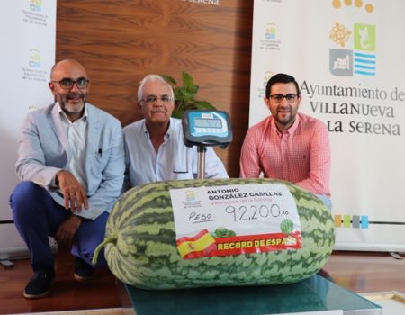 La sandía más grande de España, cultivada en Villanueva de la Serena por Antonio González