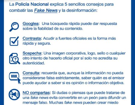 La Policía Nacional da 5 consejos para combatir las “Fake News” y la desinformación