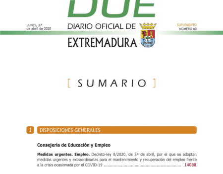 La Junta de Extremadura aprueba medias extraordinarias para autónomos micropymes, afectados por ERTES y desempleados
