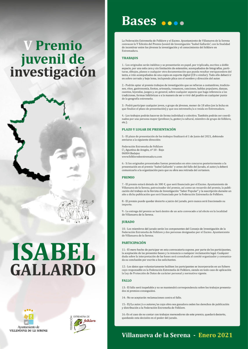 BASES V PREMIO JUVENIL DE INVESTIGACIÓN ISABEL GALLARDO