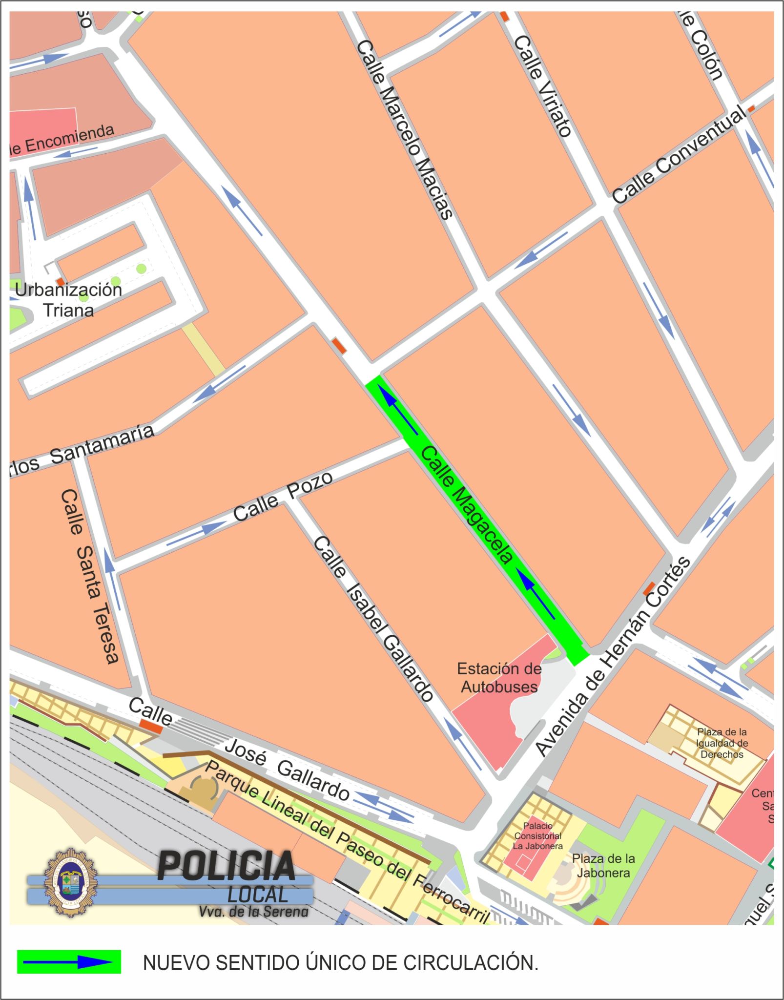 sentido único calle magacela.